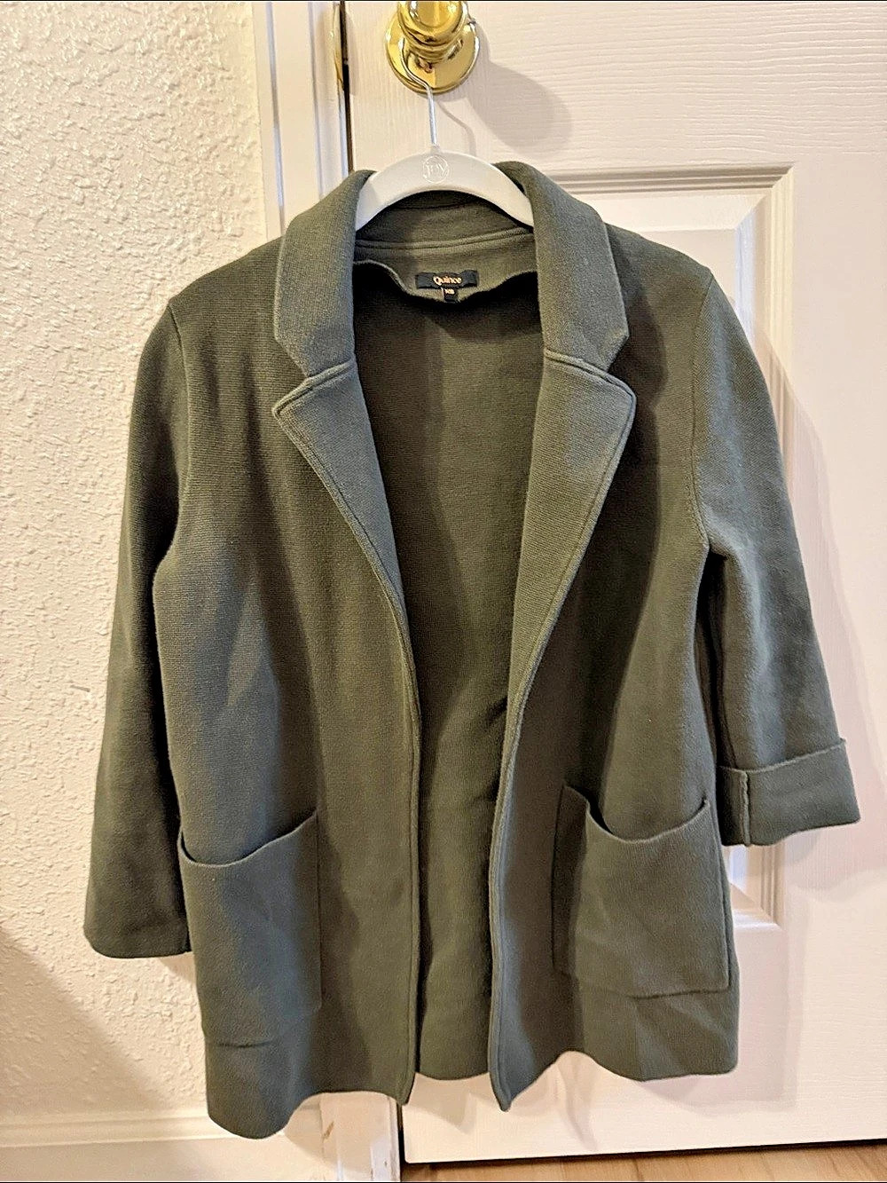 Quince 100% Organic Cotton Knit Blazer Green XS